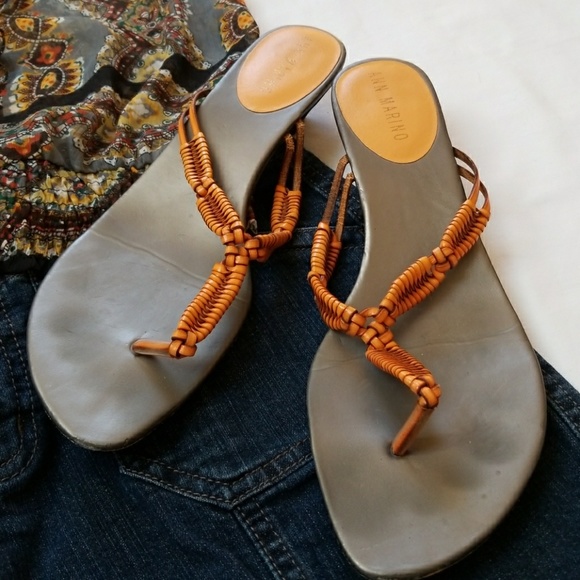 Ann Marino Shoes - Ann Marino Orange thong stacked heel sandals